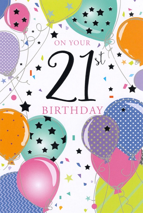 Bright Balloons 21st Birthday Card