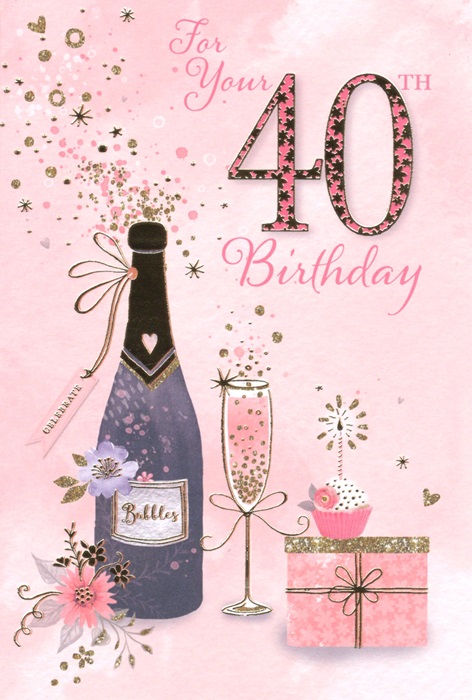 Bubbles 40th Birthday Card