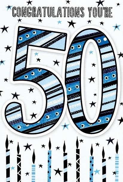 Blue Candles 50th Birthday Card