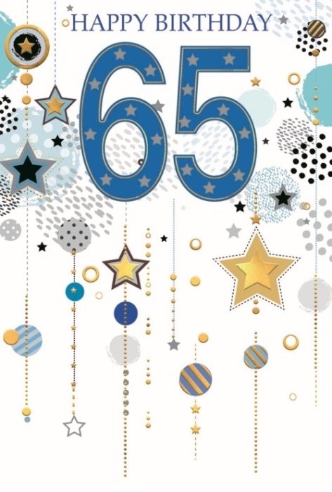 Stars & Streamers 65th Birthday Card