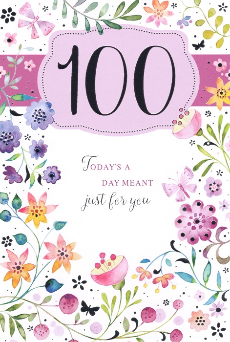 Flowers 100th Birthday Card