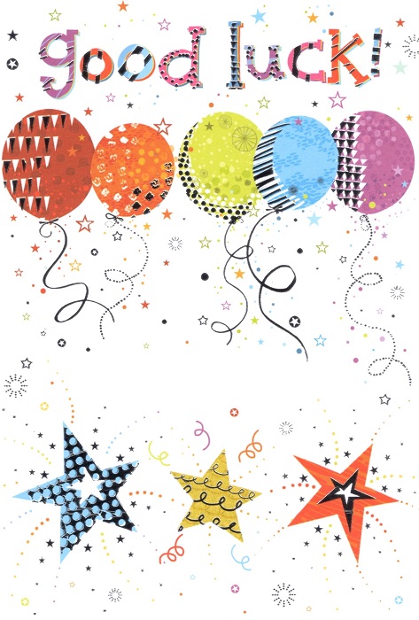 Balloons & Stars Good Luck Card