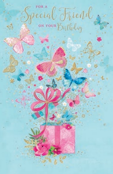 Butterfly Present Friend Birthday Card