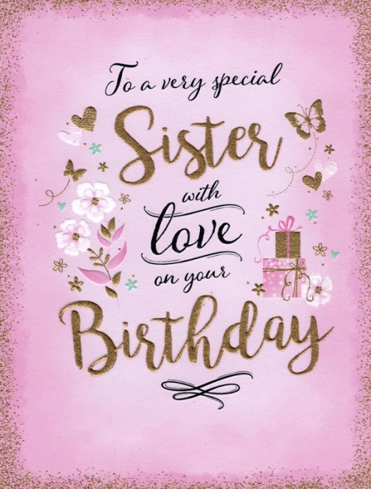 Flowers & Gifts Sister Birthday Card