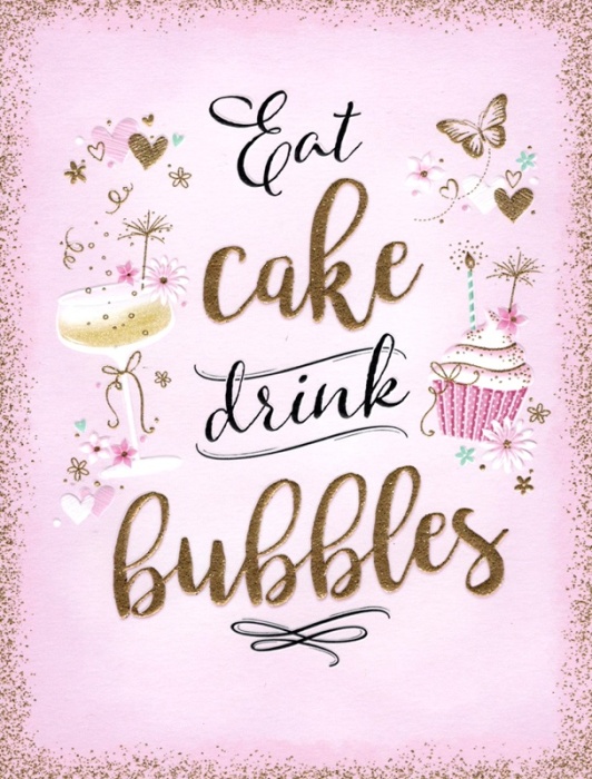 Eat Cake Drink Bubbles Birthday Card