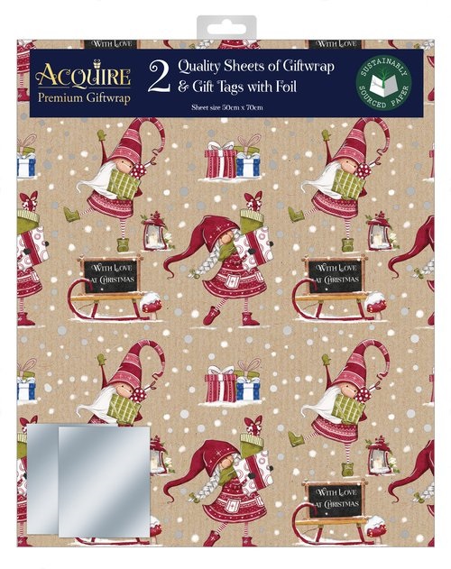 Gnome For Christmas Christmas Gift Wrap Sheets & Tags Set