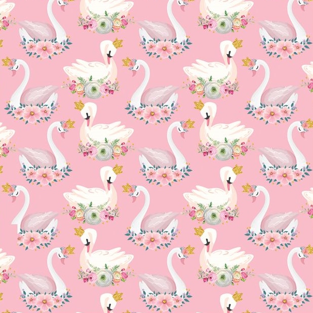 Floral Swans Gift Wrap Sheet