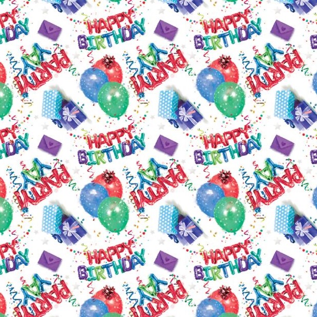 Blue Happy Birthday Party Gift Wrap Sheet