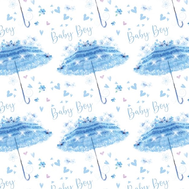 Blue Brolly New Baby Gift Wrap Sheet