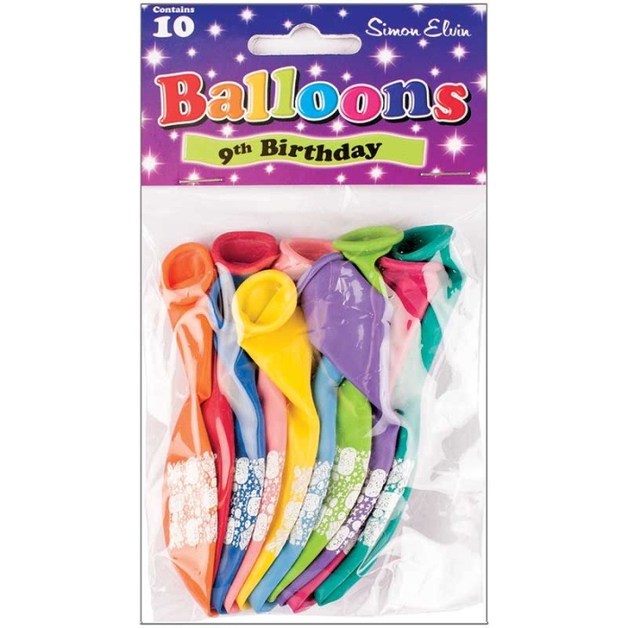 9th Birthday Balloons Pack of 10