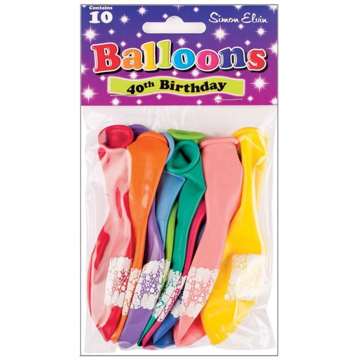 40th Birthday Balloons Pack of 10