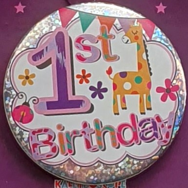 Giraffe Age 1 Birthday Badge