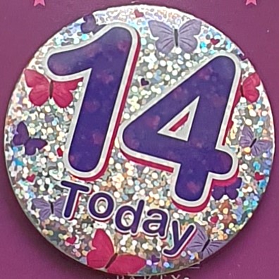 Butterflies Age 14 Birthday Badge