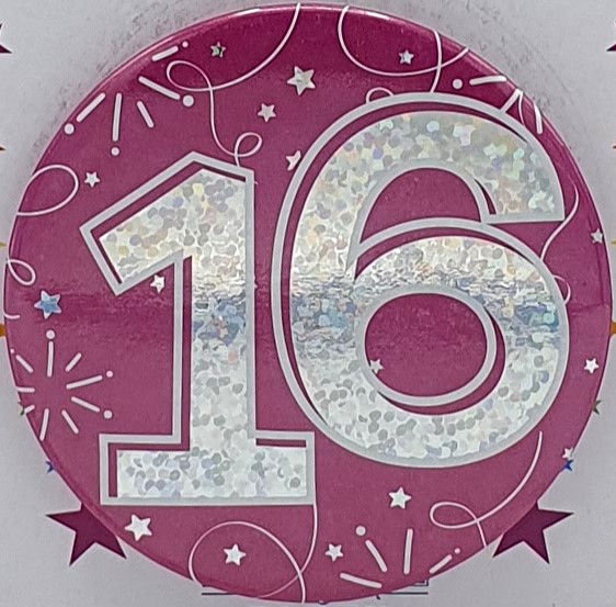 Pink Age 16 Birthday Badge