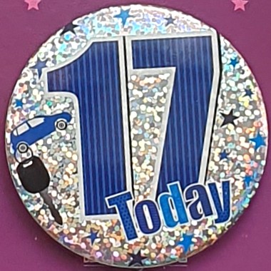 Blue Age 17 Birthday Badge