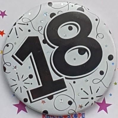 Black Age 18 Birthday Badge