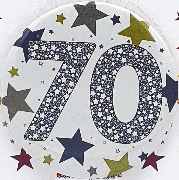 Blue Stars Age 70 Birthday Badge