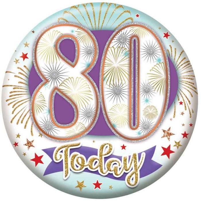 Fireworks 80th Birthday Badge