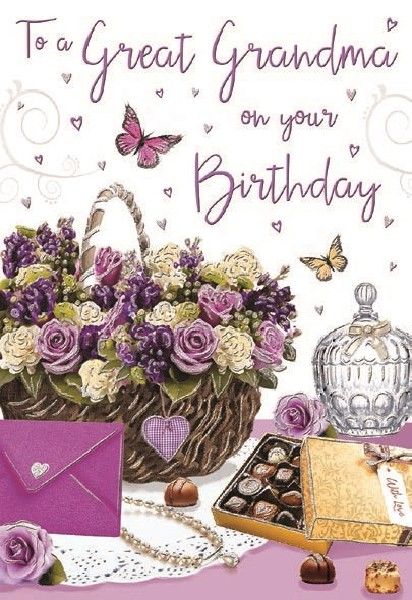 Basket Of Flowers Great-Grandma Birthday Card