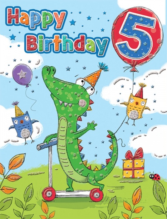Crocodile 5th Birthday Card