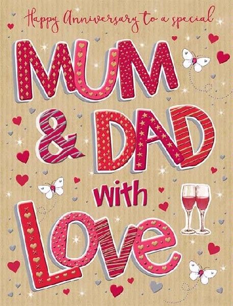 Hearts Mum & Dad Anniversary Card