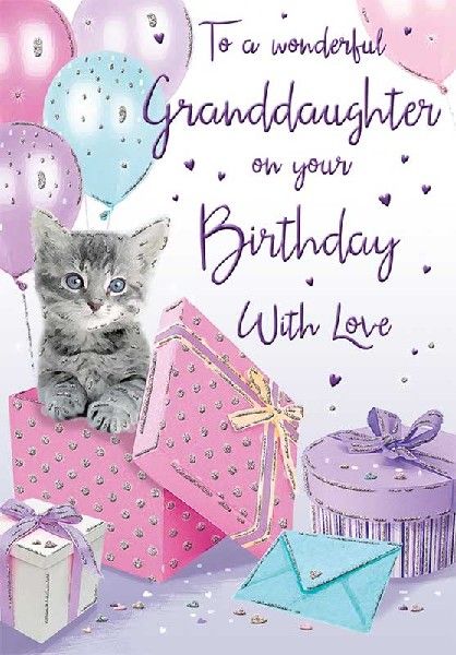 Birthday Kitten Grand-Daughter Birthday Card