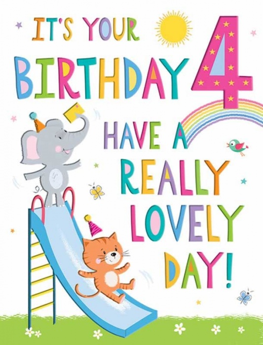 A Really Lovely Day 4th Birthday Card
