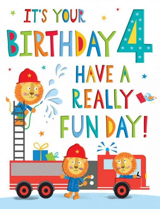 A Really Fun Day 4th Birthday Card