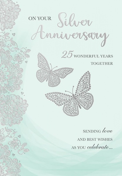 Butterflies Silver Anniversary Card