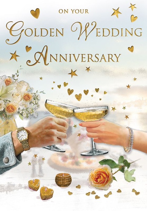 Romantic Dinner Golden Anniversary Card