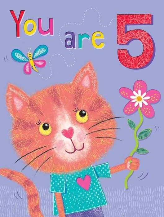 Cat 5th Birthday Card