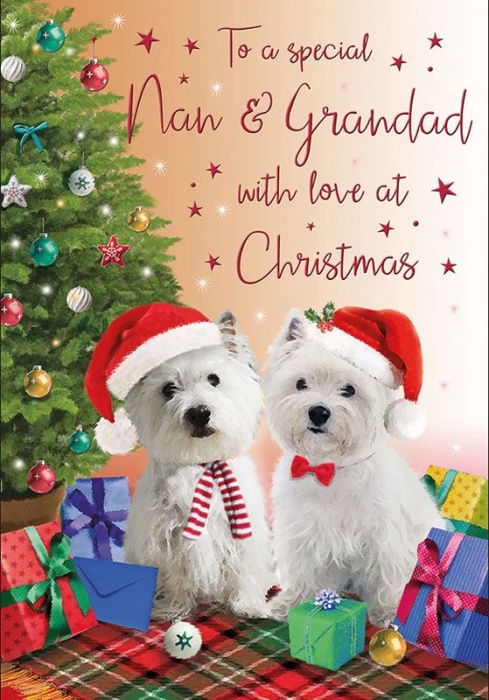 Festive Dogs Nan & Grandad Christmas Card