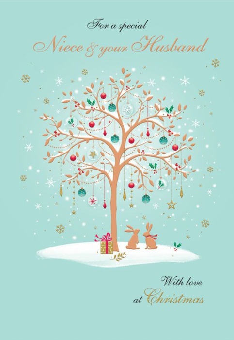 Festive Tree Niece & Husband Christmas Card