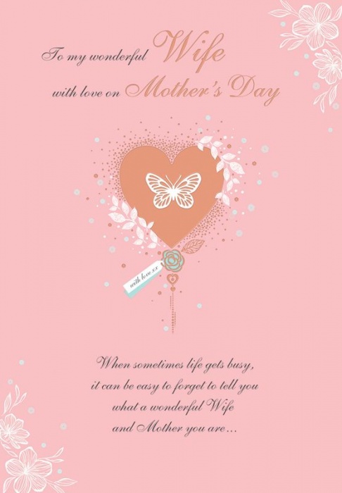 Butterfly Heart Wife Mother's Day Card