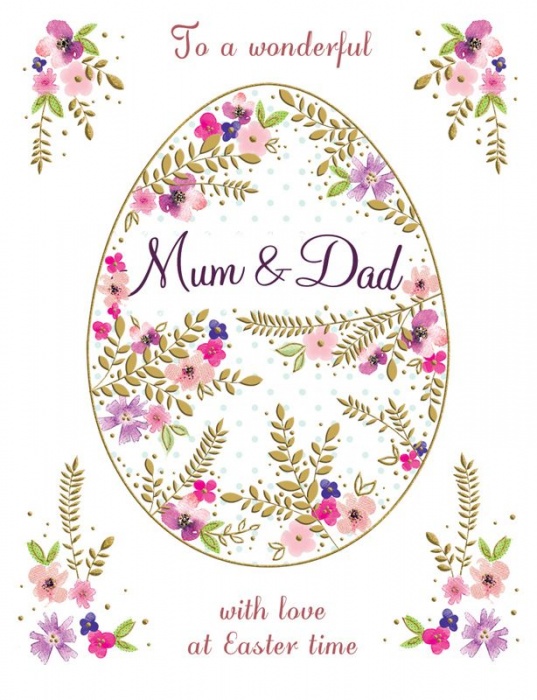 Floral Egg Mum & Dad Easter Card