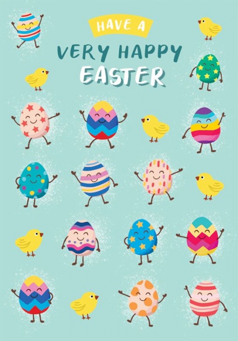 Eggs And Chicks Dance Easter Card