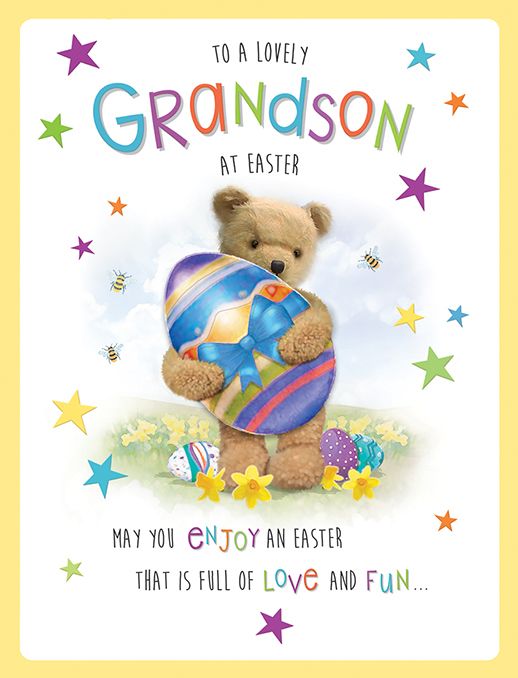 Eggs & Stars Grandson Easter Card