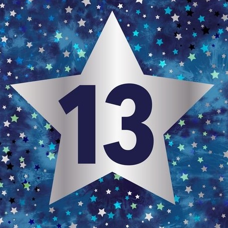 Blue Stars 13th Birthday Card