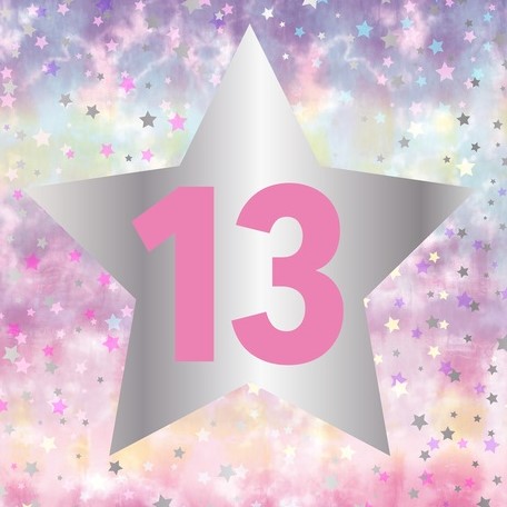 Pink Stars 13th Birthday Card