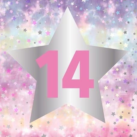 Pink Stars 14th Birthday Card