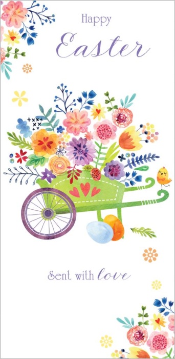 Wheelbarrow & Flowers Easter Cards Pack Of 8