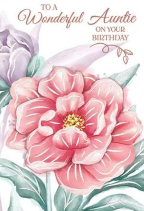 Pink Flower Auntie Birthday Card