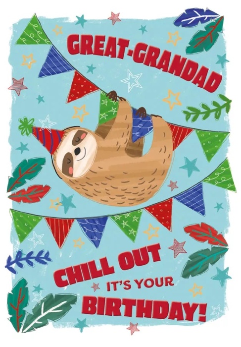 Sloth Great-Grandad Birthday Card