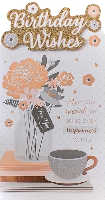 Tea & Flowers Birthday Card