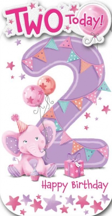 Party Elephant 2nd Birthday Card