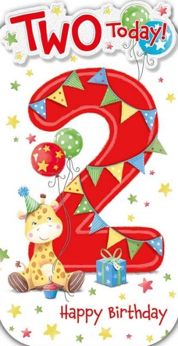 Party Giraffe 2nd Birthday Card