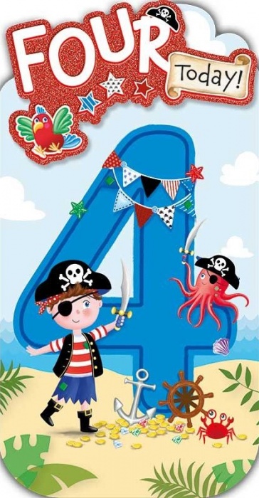 Pirates 4th Birthday Card