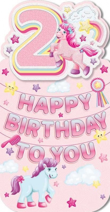 Magical Ponies 2nd Birthday Card