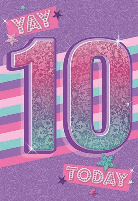 Stripes 10th Birthday Card