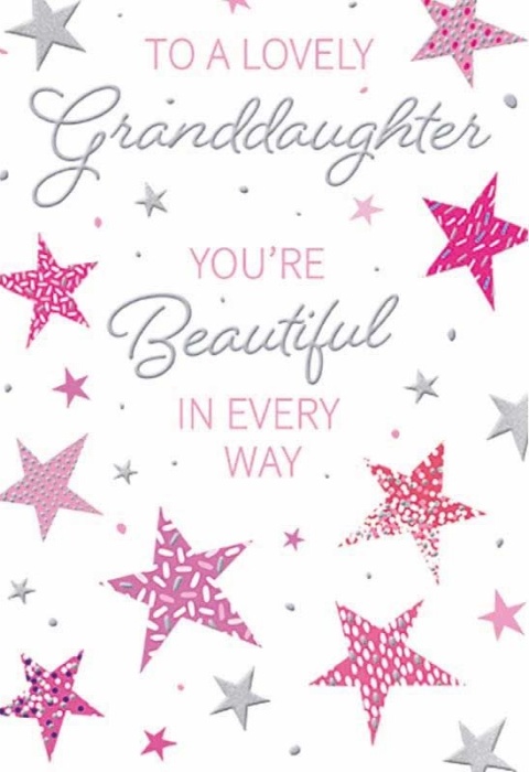 Pink Stars Grand-Daughter Birthday Card